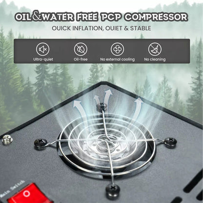TUDIVING-4500Psi/300Bar Diving Compressor,800W Dual-Cylinder PCP Air Compressor,Auto Stop High Pressure Compressor,Scuba Compressorfor Fill a 2L Diving Tank