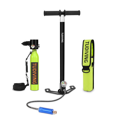 TUDIVING-0.5L Mini Scuba Tank,Reusable Dive Portable Lungs with Manual Air Pump,Scuba Lung Tank Support 5-10 Minutes Underwater Breathing