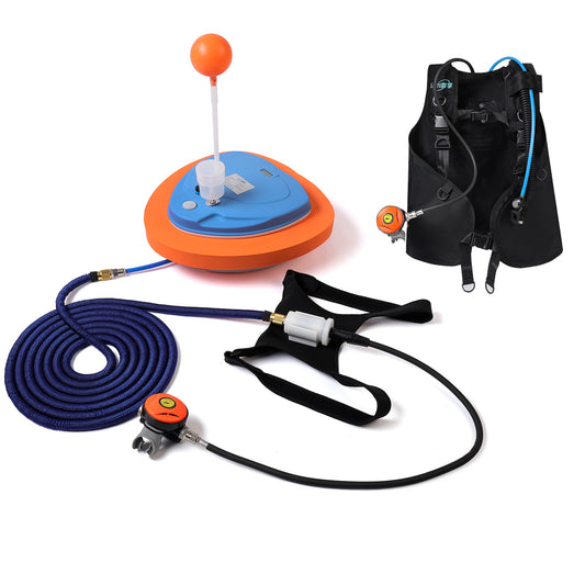 TUDIVING-Upgraded Portable Waterproof Scuba Diving Ventilator with BCD,Rechargeable Diving Hookah System with 10m Hose & Diving Breathing Regulator