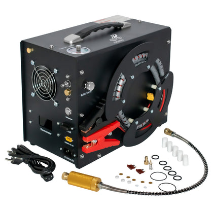 TUDIVING-Portable Pcp Air Compressor,4500Psi/30Mpa High Pressure Air Compressor Paintball Scuba Tank Compressor HPA Pump Fill Station Auto-Stop,Unique Vertical+Wire Spool Design 110V-220V(TXES062)