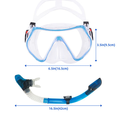 TUDIVING Diving Snorkel, Mask Set Adult,Anti-Fog Panoramic View Mask Scuba Gear,Goggles Swimming Adult for Snorkeling Scuba Diving Swimming Travel